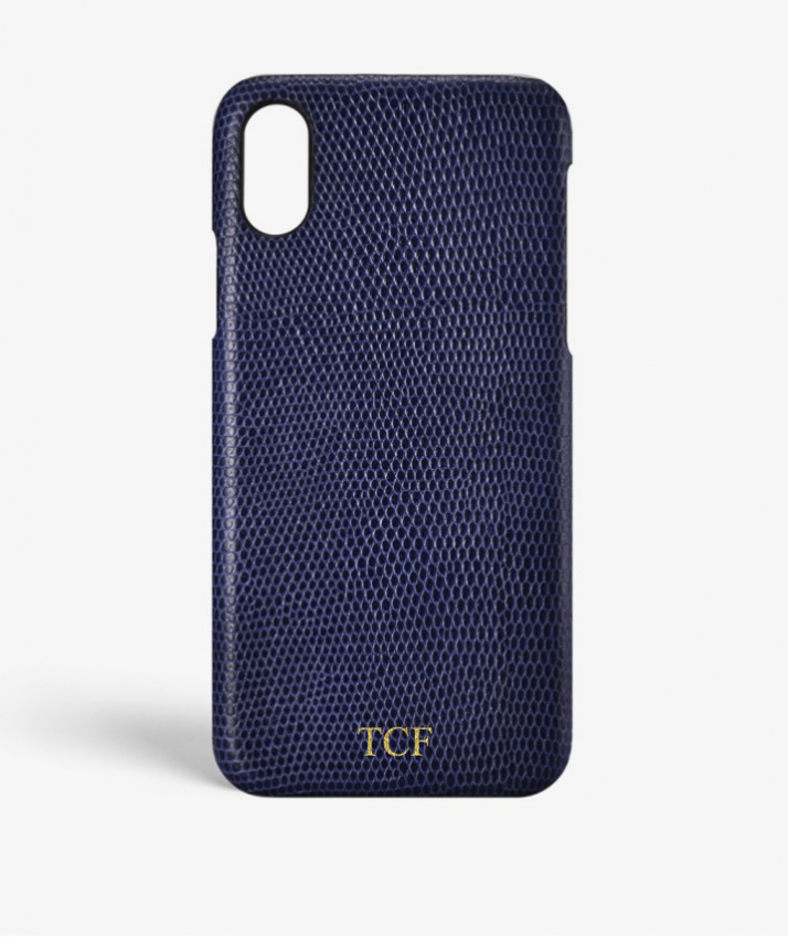 iPhone Xs Max Leather Case Lizard Navy