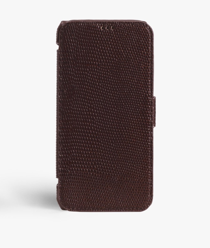 iPhone X/Xs Leather Card Case Lizard Brown