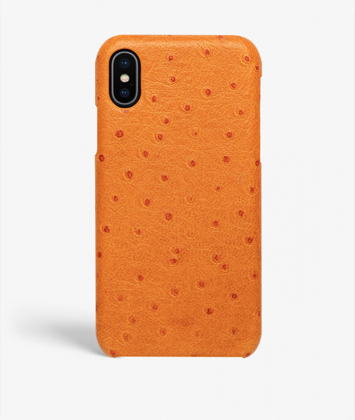 iPhone X/Xs Leather Case Ostrich Orange