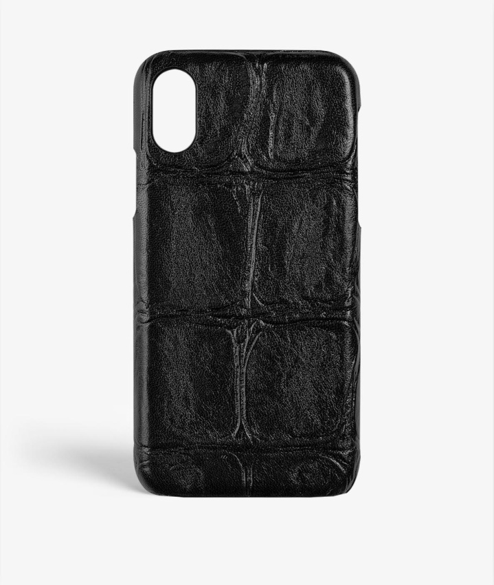 iPhone Xs Max Leather Case Maxi Croco Black